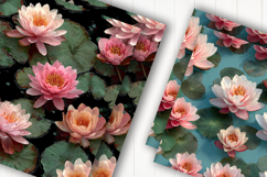 Water Lily Floral Digital Paper Product Image 2