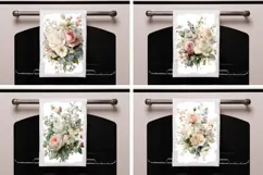 Floral Towel Designs, Watercolor White Roses Towel Kitchen Product Image 2