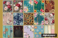 Floral Wood Digital Paper Product Image 1