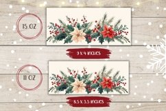 Floral Christmas Mug Template, Watercolor Poinsettia Mug PNG Product Image 2