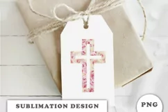 Watercolor Floral cross sublimation Png Product Image 2