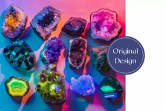 Gemstones Tumbler Wrap Design, Neon Tumbler Sublimation Product Image 2