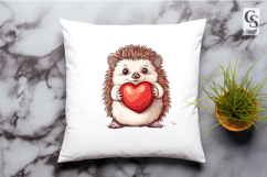Cute Hedgehog Holding Heart Clipart Sublimation PNG Product Image 3