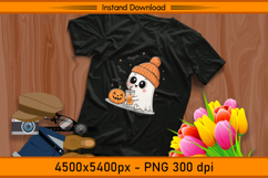 Cute Ghost with Pumpkin and Autumn Drink PNG Product Image 2