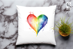 Watercolor Abstract Rainbow Heart Clipart Sublimation PNG Product Image 2
