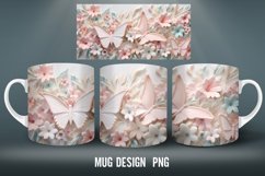 3D Butterflies Pastel Mug Wrap | Sublimation Coffee Cup Desi Product Image 2