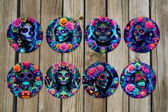 Neon skulls | 8 Halloween Sublimation round earring designs Product Image 2