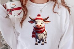 Cute Cow for Christmas Clipart Sublimation, Christmas PNG Product Image 2