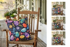 Easter Pillow Case Design, Cartoon Easter Eggs Sublimation Product Image 2