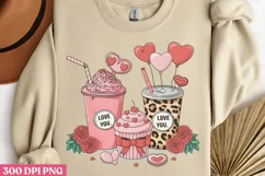 Love you PNG, Coffee Valentines day Sublimation Product Image 1