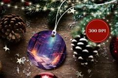 Christmas Round Ornament PNG, Christmas Forest Ornament Product Image 2
