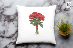 Red Rose Pair &amp; Bouquet Clipart Sublimation PNG Product Image 3
