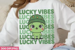 Lucky Vibes PNG, Groovy ST Patricks Sublimation PNG Product Image 1