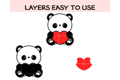 Cute Panda with Heart SVG | Kawaii Valentine’s Day Panda Cli Product Image 2