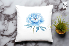 Blue Peony Flower Clipart Sublimation PNG Product Image 2