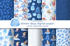 Winter Days Watercolor Digital Paper Collection Product Image 1