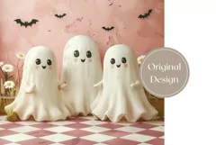 3D Halloween Tumbler Wrap, Cute Ghosts Tumbler, Ghosts PNG Product Image 2