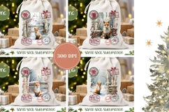 Watercolor Christmas Fox Santa Sack, Christmas Santa Sack Product Image 2