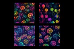 Neon Dandelion Digital Paper Pattern Product Image 2