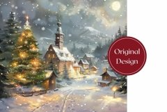 Watercolor Christmas Tumbler PNG, Christmas Tree Tumbler Product Image 2