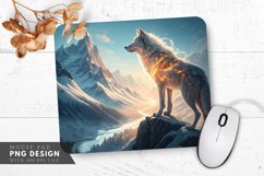 Glowing Wolf Overlooking a Frozen Valley Mouse Pad Design Product Image 1