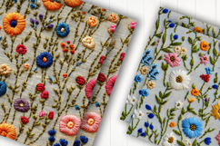 Colorful Embroidery Floral Digital Paper Product Image 2