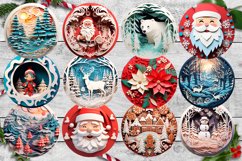 3d Christmas ornament png, 3d round, Paper cut imitation Product Image 3