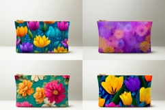 Cartoon Cosmetic Bag Designs, Tulips Flowers Cosmetic Bag Product Image 2