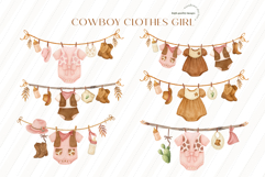 Cute Cowboy Clothesline Girl Clipart, Cowboy Baby Girl Product Image 2