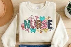 Nurse PNG Sublimation Design, Colorful Nursing Shirt Graphic Product Image 2