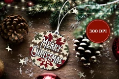 Merry Christmas Ornament PNG, Knitted Winter Round Ornament Product Image 2