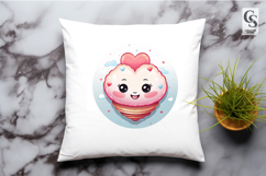Cute Heart Cupcake Illustration Clipart Sublimation PNG Product Image 3