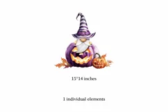 Watercolor Halloween gnome with pumpkins, Gnome PNG Product Image 2
