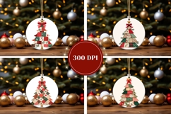 Patchwork Christmas Tree Round Ornaments, Christmas Gift Tag Product Image 2