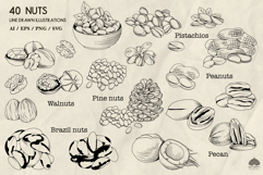 Nuts line art collection Svg Png Eps Product Image 2