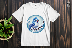 Blue Bird On Snow Branch Clipart Sublimation PNG Product Image 2