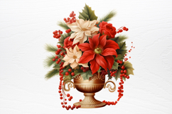 Vintage Floral Christmas Clipart PNG Product Image 2