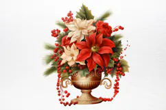 Vintage Floral Christmas Clipart PNG Product Image 2