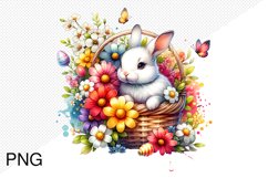 Spring Flowers And Bunny Sublimation - Clipart PNG Design Product Image 1