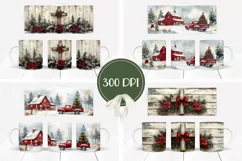 Christmas Red Truck Mug, Christmas Cross Mug Template Product Image 2