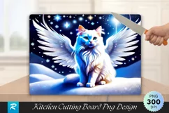 Angel Cat in a Snowy Landscape Cutting Board PNG Product Image 1