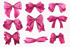 Watercolor clipart pink bows. Clipart- PNG hand drawing Product Image 2