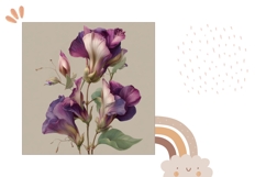 Summer Pillow Design, Purple Flowers Pillow Template Product Image 2