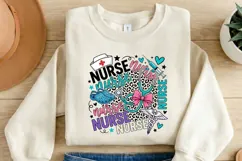 Nurse Nurse Nurse PNG Leopard Print, Cute Nurse Collage Subl Product Image 2