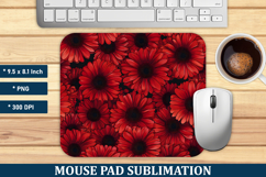 Red Gerberas Flower Mouse Pad | Mouse Pad Sublimation Product Image 1