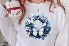 Blue Christmas Watercolor Clipart, Blue Christmas Sublimatio Product Image 2