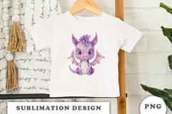 Watercolor cute Dragon sublimation png Product Image 2