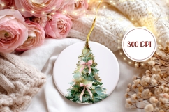 Watercolor Christmas Tree Ornament, Winter Ornament Round Product Image 2