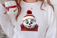 Christmas Snowman Peeking Clipart PNG Product Image 2