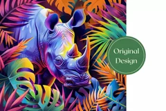 Rhinoceros Tumbler Wrap Design, Rhinoceros Sublimation PNG Product Image 2